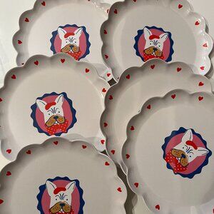 Bulldog Plates - Set of Six - Scalloped Flower Edge  (10.5 inches) (NEW) (h/x)